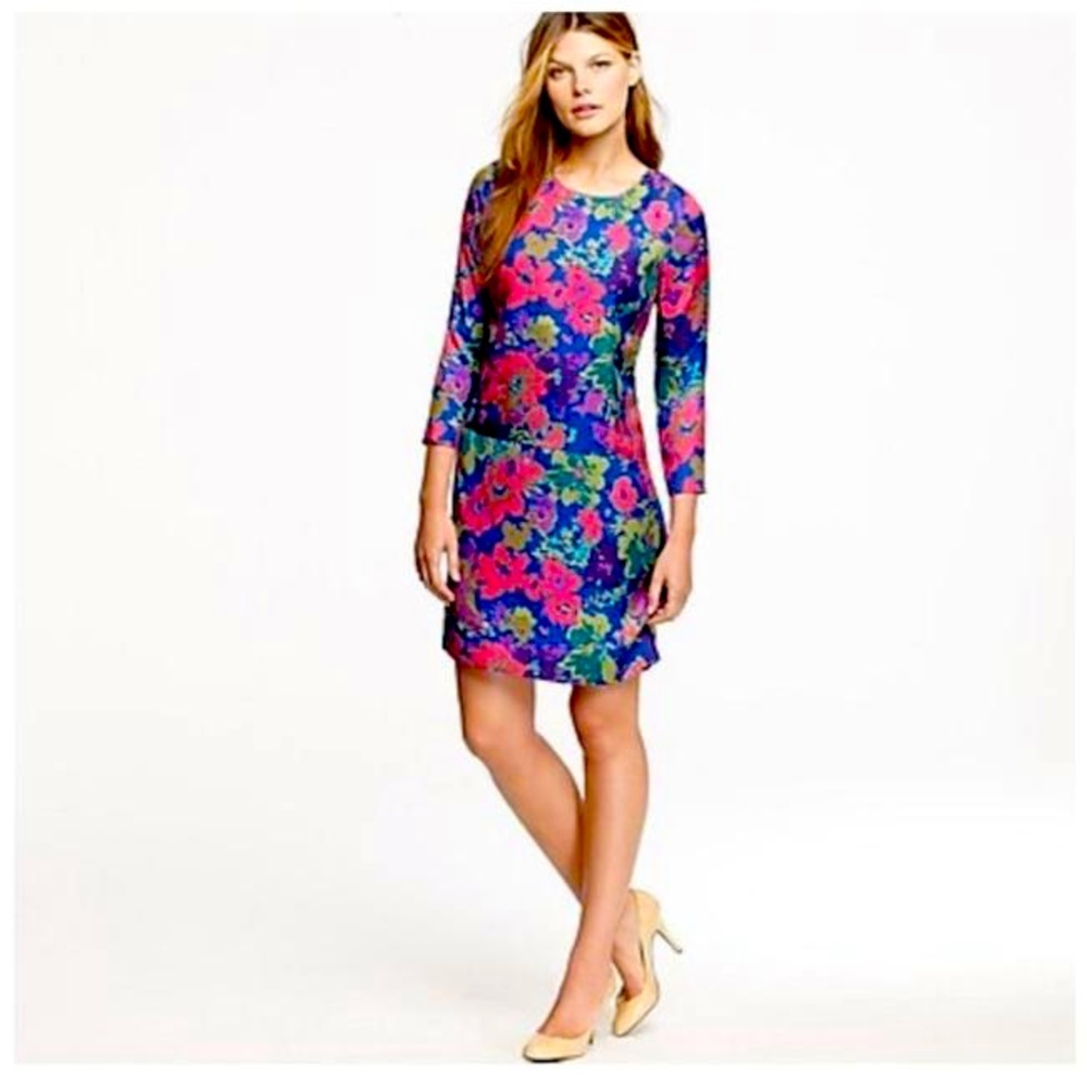 J.Crew Jules Twill multicolor silk shift dress